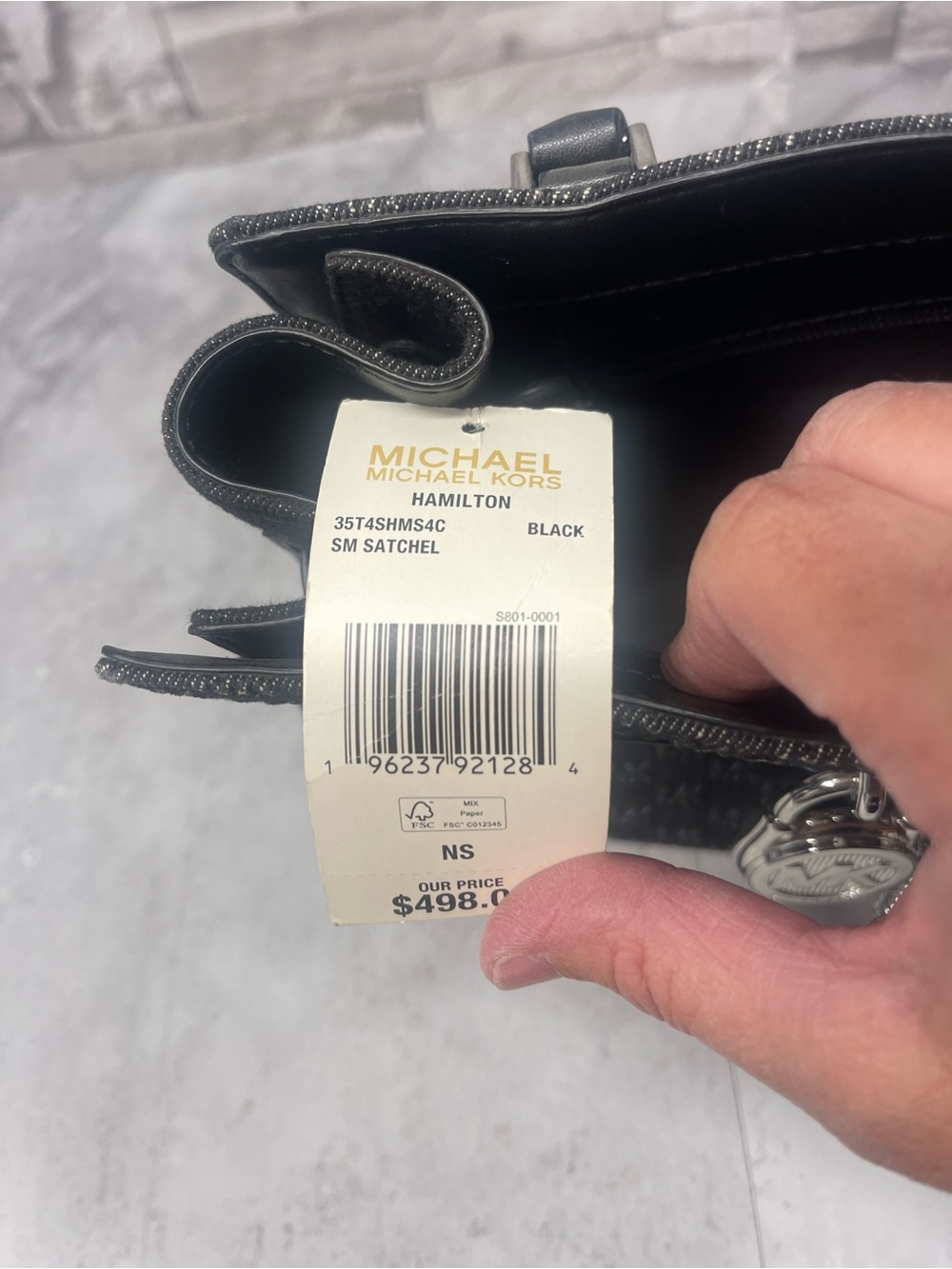 Michael Kors Hamilton Small Black Denim Logo Satchel & Matching Wallet - Picture 6 of 15
